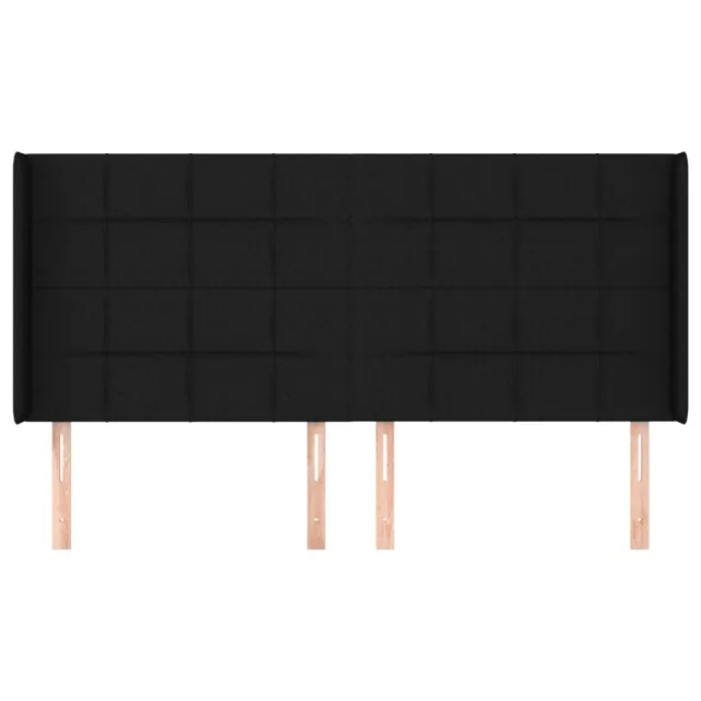 Tête de lit avec oreilles Noir 203x16x118/128 cm Tissu