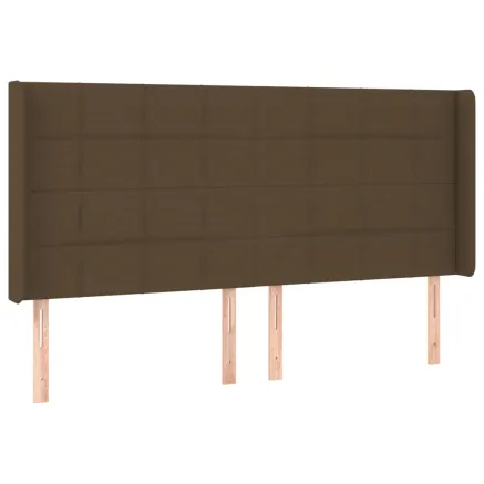 Tête de lit avec oreilles Marron foncé 203x16x118/128 cm Tissu 2