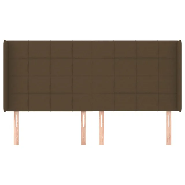 Tête de lit avec oreilles Marron foncé 203x16x118/128 cm Tissu