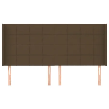 Tête de lit avec oreilles Marron foncé 203x16x118/128 cm Tissu