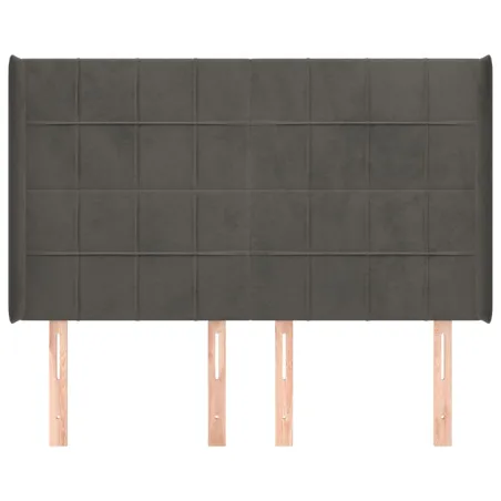 Tête de lit avec oreilles Gris foncé 147x16x118/128 cm Velours