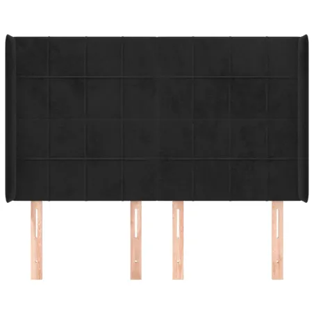 Tête de lit avec oreilles Noir 147x16x118/128 cm Velours