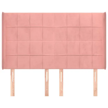 Tête de lit avec oreilles Rose 147x16x118/128 cm Velours