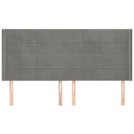 Tête de lit avec oreilles Gris clair 163x16x118/128 cm Velours