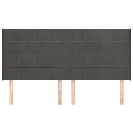 Tête de lit avec oreilles Gris foncé 163x16x118/128 cm Velours