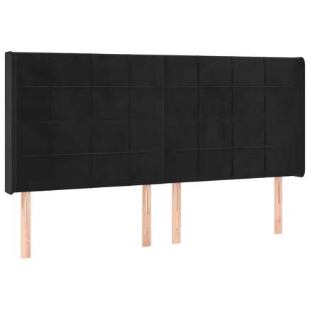 Tête de lit avec oreilles Noir 163x16x118/128 cm Velours 2