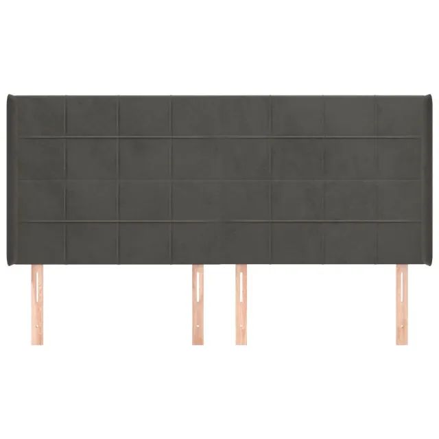 Tête de lit avec oreilles Gris foncé 183x16x118/128 cm Velours