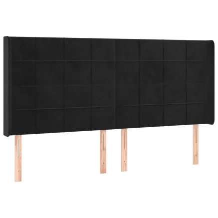 Tête de lit avec oreilles Noir 183x16x118/128 cm Velours 2