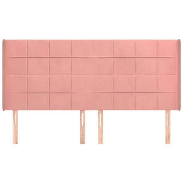 Tête de lit avec oreilles Rose 203x16x118/128 cm Velours