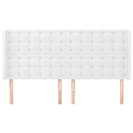 Tête de lit avec oreilles Blanc 163x16x118/128 cm Similicuir