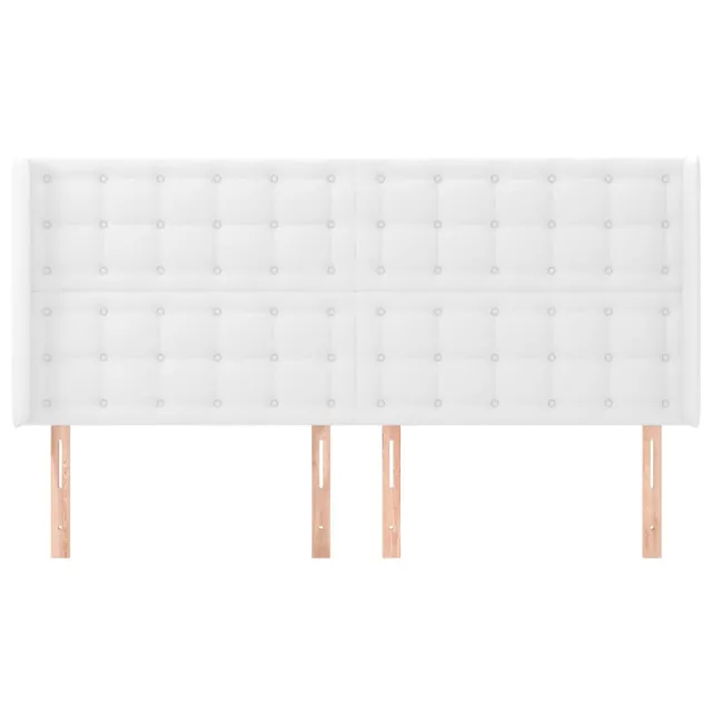 Tête de lit avec oreilles Blanc 203x16x118/128 cm Similicuir