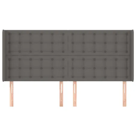 Tête de lit avec oreilles Gris 203x16x118/128 cm Similicuir