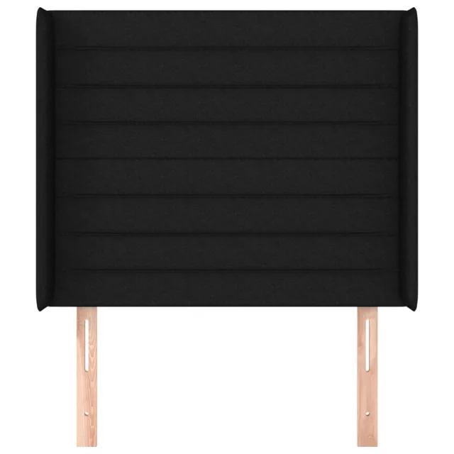 Tête de lit avec oreilles Noir 93x16x118/128 cm Tissu