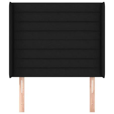 Tête de lit avec oreilles Noir 93x16x118/128 cm Tissu