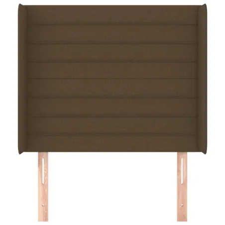 Tête de lit avec oreilles Marron foncé 103x16x118/128 cm Tissu