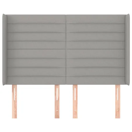 Tête de lit avec oreilles Gris clair 147x16x118/128 cm Tissu
