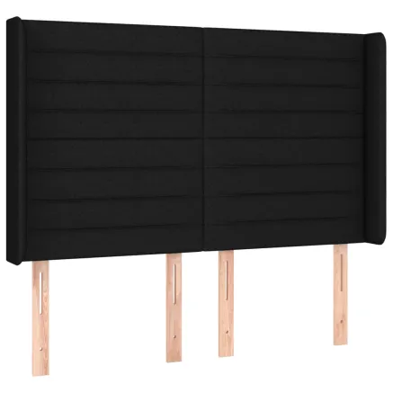 Tête de lit avec oreilles Noir 147x16x118/128 cm Tissu 2