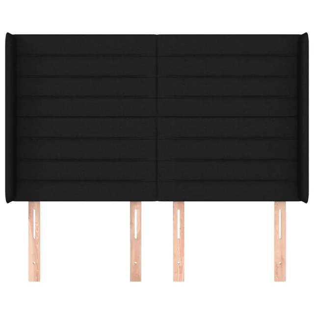 Tête de lit avec oreilles Noir 147x16x118/128 cm Tissu