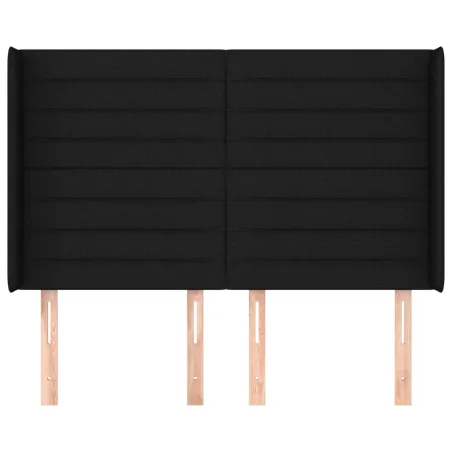 Tête de lit avec oreilles Noir 147x16x118/128 cm Tissu