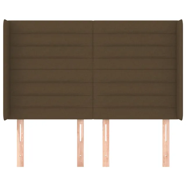 Tête de lit avec oreilles Marron foncé 147x16x118/128 cm Tissu
