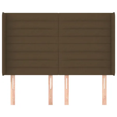 Tête de lit avec oreilles Marron foncé 147x16x118/128 cm Tissu