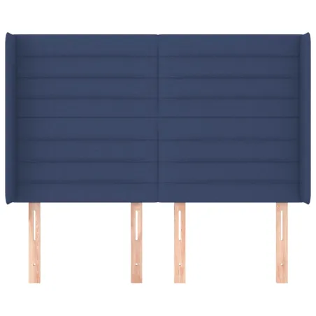 Tête de lit avec oreilles Bleu 147x16x118/128 cm Tissu