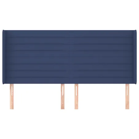 Tête de lit avec oreilles Bleu 163x16x118/128 cm Tissu
