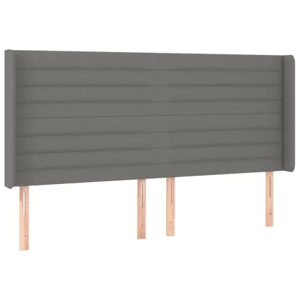 Tête de lit avec oreilles Gris foncé 183x16x118/128 cm Tissu 2