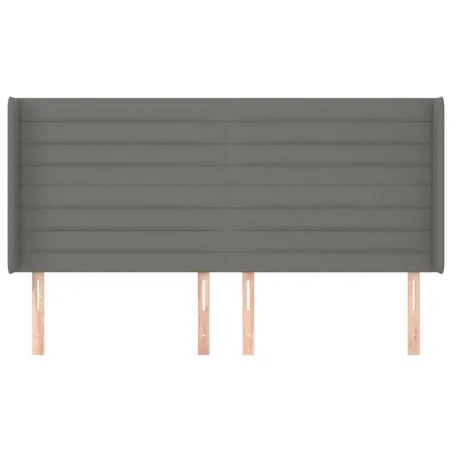 Tête de lit avec oreilles Gris foncé 203x16x118/128 cm Tissu