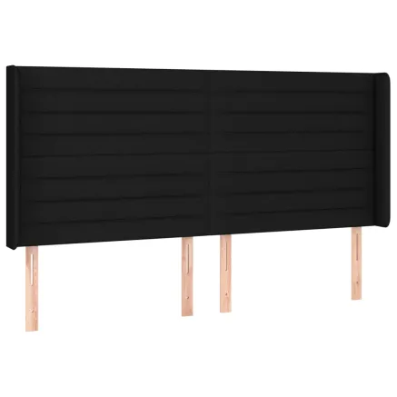 Tête de lit avec oreilles Noir 203x16x118/128 cm Tissu 2