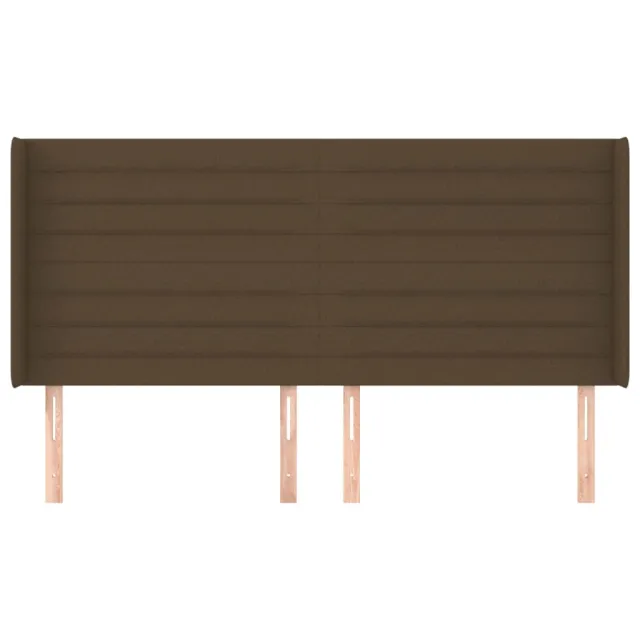 Tête de lit avec oreilles Marron foncé 203x16x118/128 cm Tissu