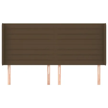 Tête de lit avec oreilles Marron foncé 203x16x118/128 cm Tissu