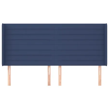 Tête de lit avec oreilles Bleu 203x16x118/128 cm Tissu