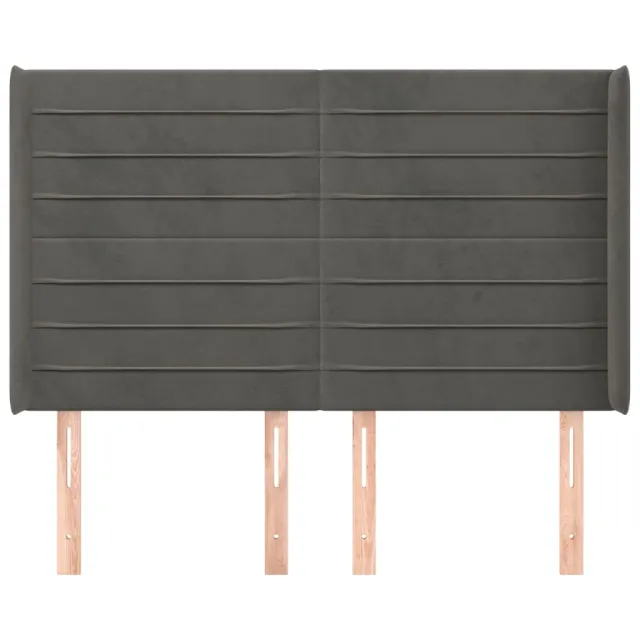 Tête de lit avec oreilles Gris foncé 147x16x118/128 cm Velours
