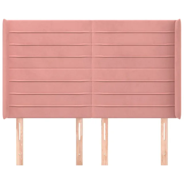 Tête de lit avec oreilles Rose 147x16x118/128 cm Velours