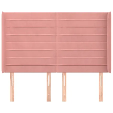 Tête de lit avec oreilles Rose 147x16x118/128 cm Velours