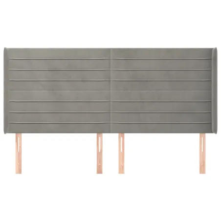 Tête de lit avec oreilles Gris clair 163x16x118/128 cm Velours