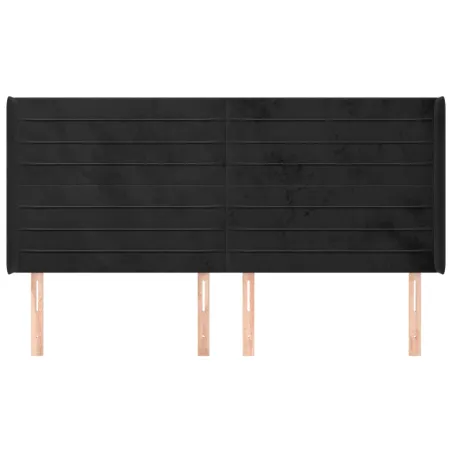 Tête de lit avec oreilles Noir 163x16x118/128 cm Velours