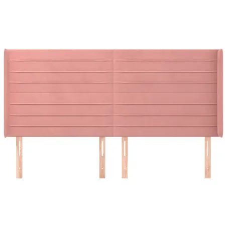 Tête de lit avec oreilles Rose 183x16x118/128 cm Velours