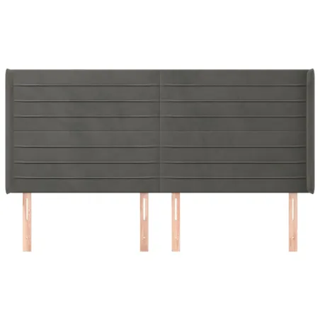 Tête de lit avec oreilles Gris foncé 203x16x118/128 cm Velours
