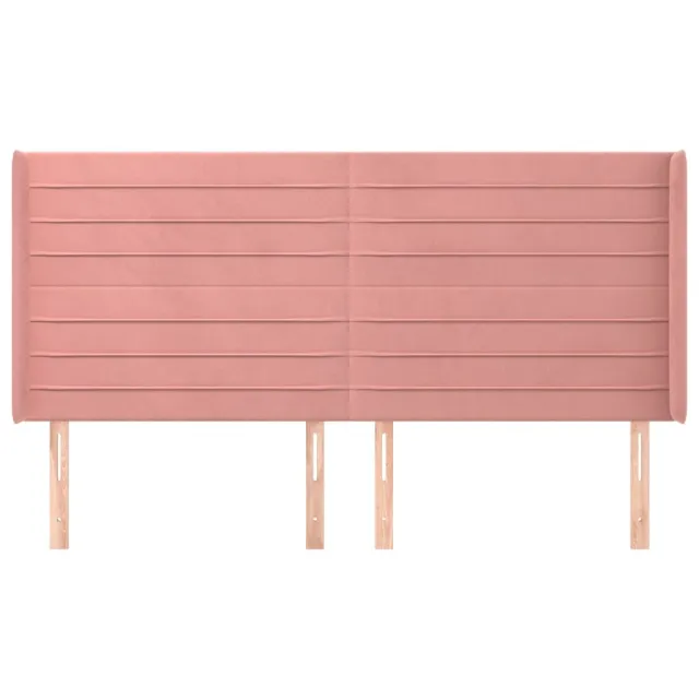 Tête de lit avec oreilles Rose 203x16x118/128 cm Velours