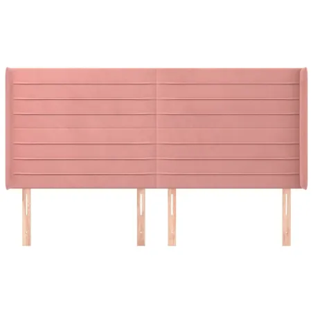 Tête de lit avec oreilles Rose 203x16x118/128 cm Velours