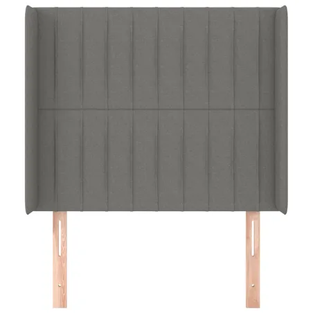 Tête de lit avec oreilles Gris foncé 83x16x118/128 cm Tissu