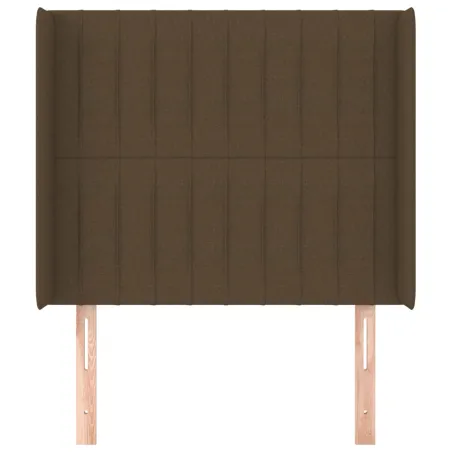Tête de lit avec oreilles Marron foncé 83x16x118/128 cm Tissu