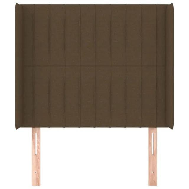 Tête de lit avec oreilles Marron foncé 103x16x118/128 cm Tissu