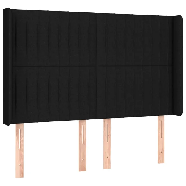 Tête de lit avec oreilles Noir 147x16x118/128 cm Tissu