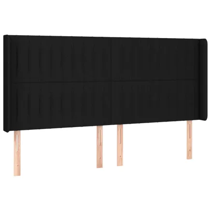 Tête de lit avec oreilles Noir 163x16x118/128 cm Tissu 2