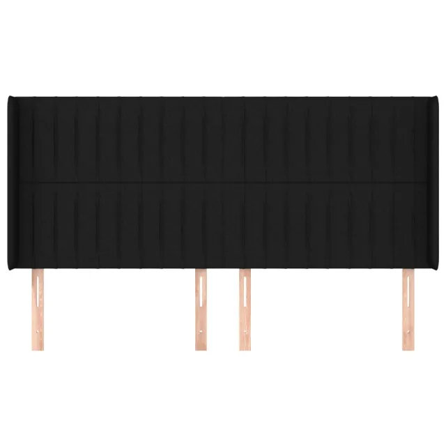 Tête de lit avec oreilles Noir 163x16x118/128 cm Tissu