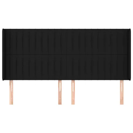 Tête de lit avec oreilles Noir 163x16x118/128 cm Tissu