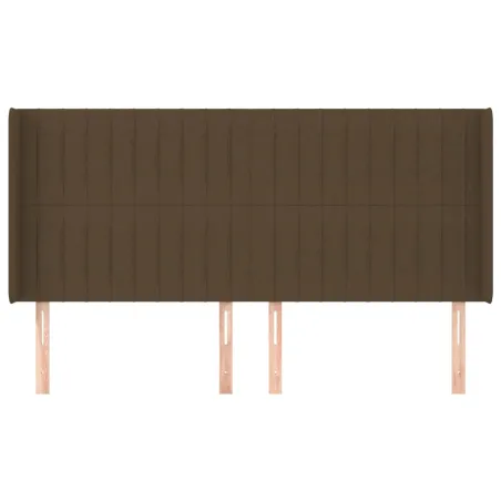 Tête de lit avec oreilles Marron foncé 163x16x118/128 cm Tissu